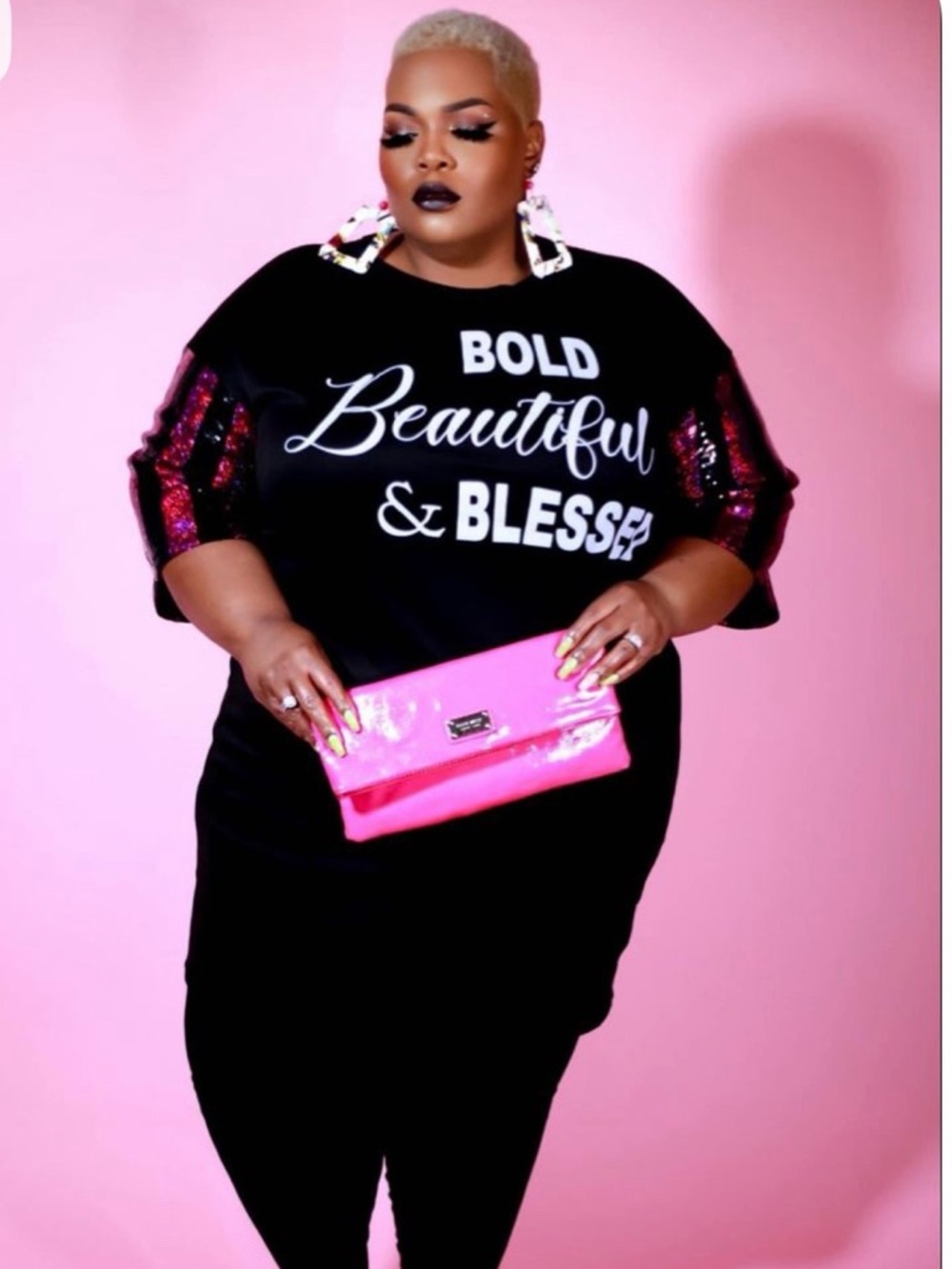 Women’s Black and Pink Graphic T-Shirt Dress